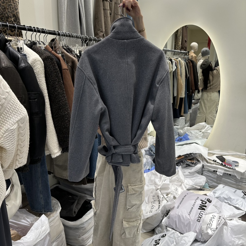 AT THE END東大門㊣直郵女裝新款人氣職業短款大衣羊毛棉AT THE END短款大衣