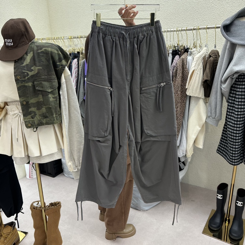 DRAWING東大門㊣代購女士新品休閑人氣職業推薦時尚休閑褲口袋DRAWING休閑褲圖色3