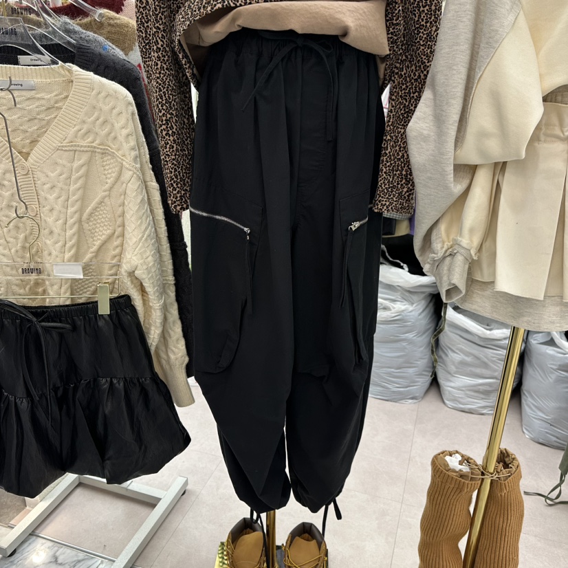 DRAWING東大門㊣代購女士新品休閑人氣職業推薦時尚休閑褲口袋DRAWING休閑褲圖色4