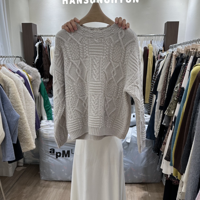 HANSUNGHYUN東大門㊣直郵女士新款25秋冬真品熱賣休閑毛衣羊毛HANSUNGHYUN毛衣圖色1