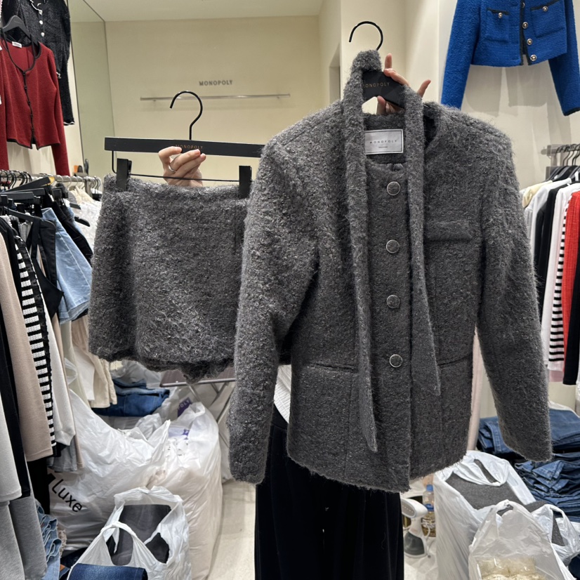 MONOPOLY韓國直郵㊣女士新品推薦休閑時尚25秋冬套裝含脖帶MONO_POLY套裝圖色2