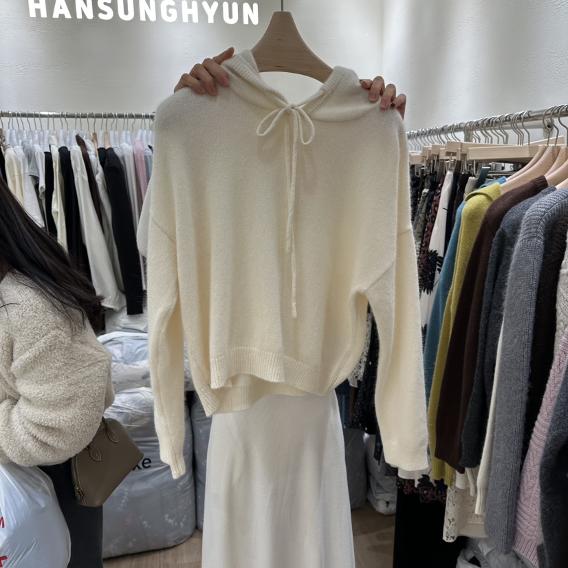 HANSUNGHYUN韓國代購㊣女裝新品推薦真品人氣針織衫羊毛兜帽HANSUNGHYUN針織衫圖色1