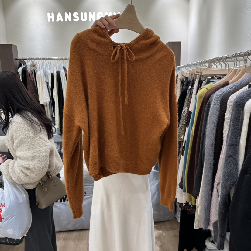 HANSUNGHYUN韓國代購㊣女裝新品推薦真品人氣針織衫羊毛兜帽HANSUNGHYUN針織衫圖色2