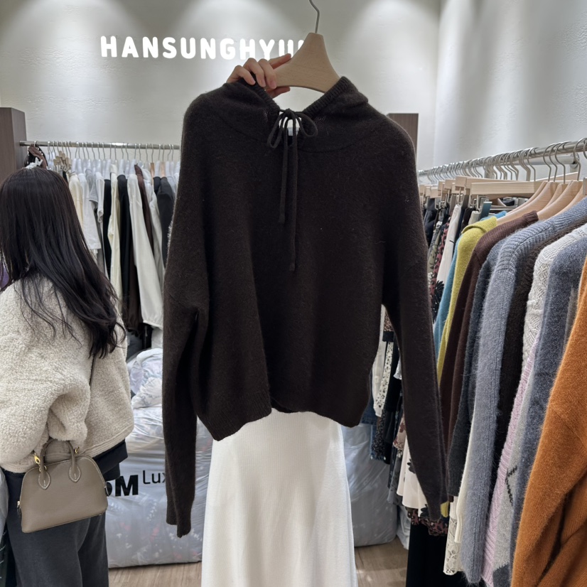 HANSUNGHYUN韓國代購㊣女裝新品推薦真品人氣針織衫羊毛兜帽HANSUNGHYUN針織衫圖色3