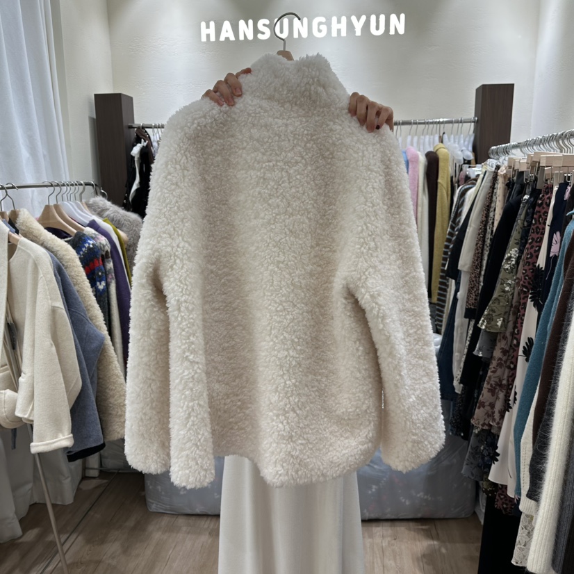 HANSUNGHYUN東大門㊣實拍女士新品休閑真品夾克羊毛圍巾含圍巾HANSUNGHYUN夾克