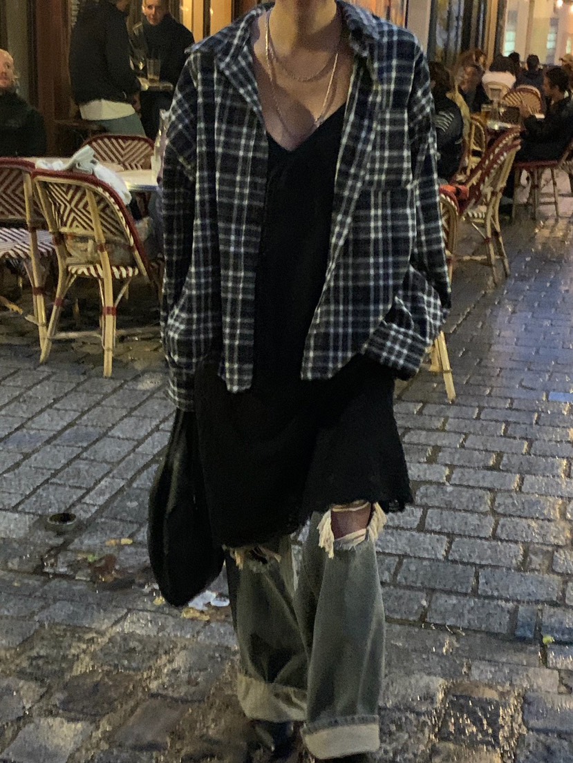 SUNDER MARKET韓國直郵㊣女裝新款推薦襯衫蕾絲衫羊毛格子SUNDER MARKET襯衫/蕾絲衫