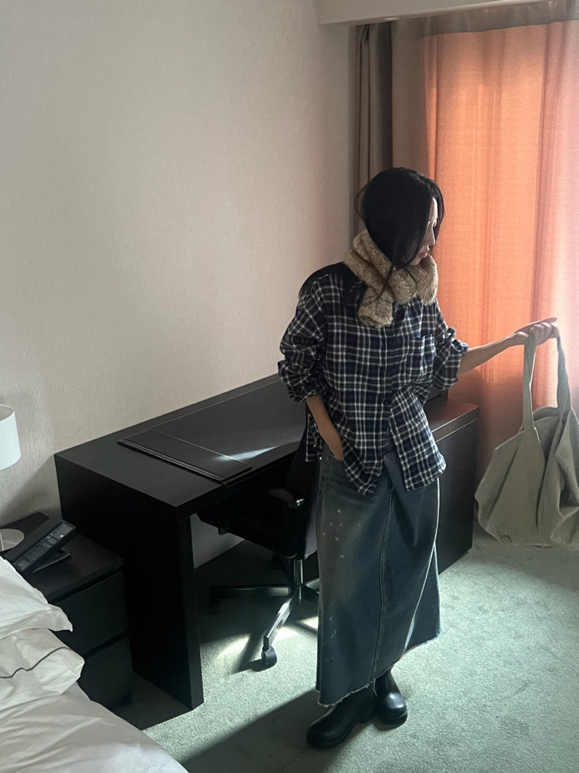 SUNDER MARKET韓國直郵㊣女裝新款推薦襯衫蕾絲衫羊毛格子SUNDER MARKET襯衫/蕾絲衫