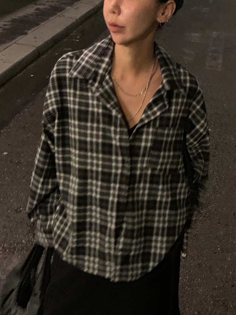 SUNDER MARKET韓國直郵㊣女裝新款推薦襯衫蕾絲衫羊毛格子SUNDER MARKET襯衫/蕾絲衫