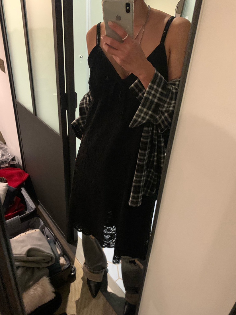 SUNDER MARKET韓國直郵㊣女裝新款推薦襯衫蕾絲衫羊毛格子SUNDER MARKET襯衫/蕾絲衫