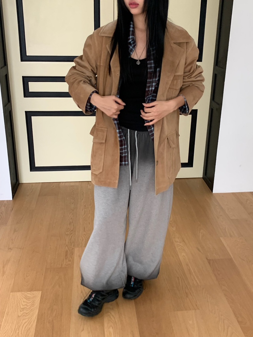 SUNDER MARKET韓國直郵㊣女裝新款推薦襯衫蕾絲衫羊毛格子SUNDER MARKET襯衫/蕾絲衫