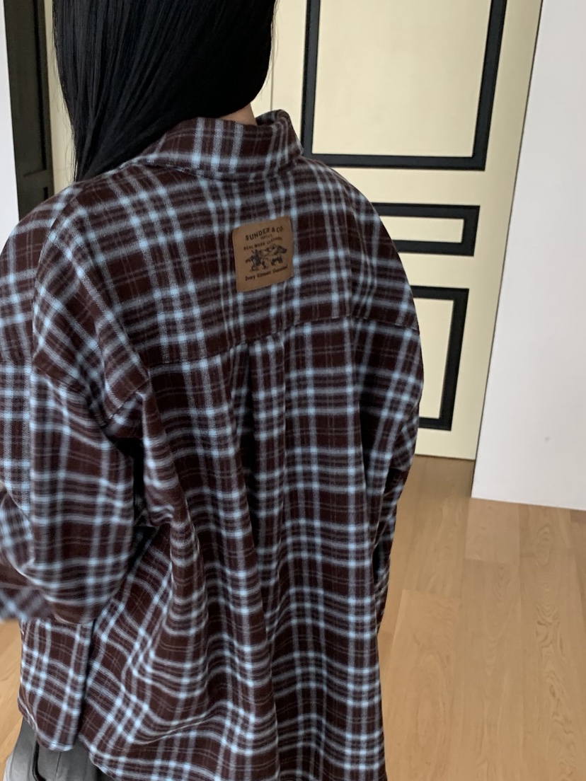 SUNDER MARKET韓國直郵㊣女裝新款推薦襯衫蕾絲衫羊毛格子SUNDER MARKET襯衫/蕾絲衫