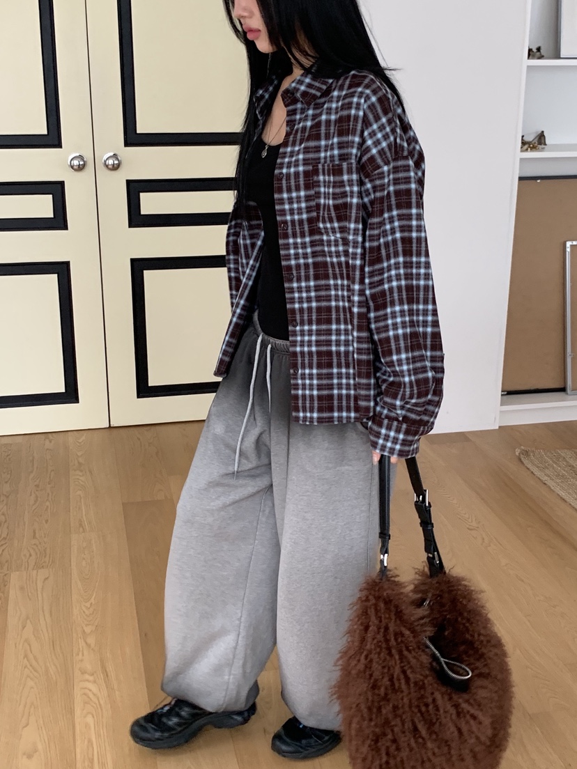 SUNDER MARKET韓國直郵㊣女裝新款推薦襯衫蕾絲衫羊毛格子SUNDER MARKET襯衫/蕾絲衫圖色3