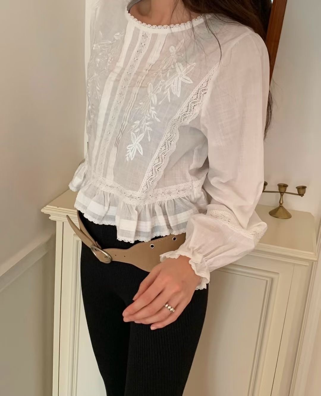 CAROL韓國直郵㊣女裝新品25秋冬人氣職業時尚真品襯衫蕾絲衫CAROL襯衫/蕾絲衫