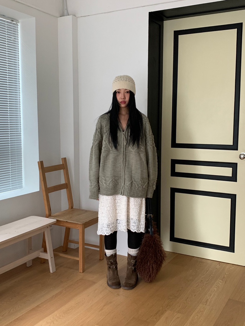 SUNDER MARKET東大門㊣直郵女裝新品休閑時尚熱賣針織衫拉鏈SUNDER MARKET針織衫