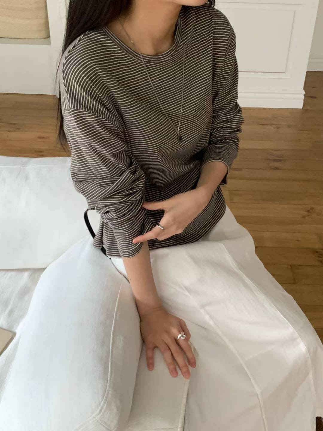 DE FOND東大門㊣實拍女士新款25秋冬推薦人氣職業休閑長袖T恤DE FOND長袖T恤