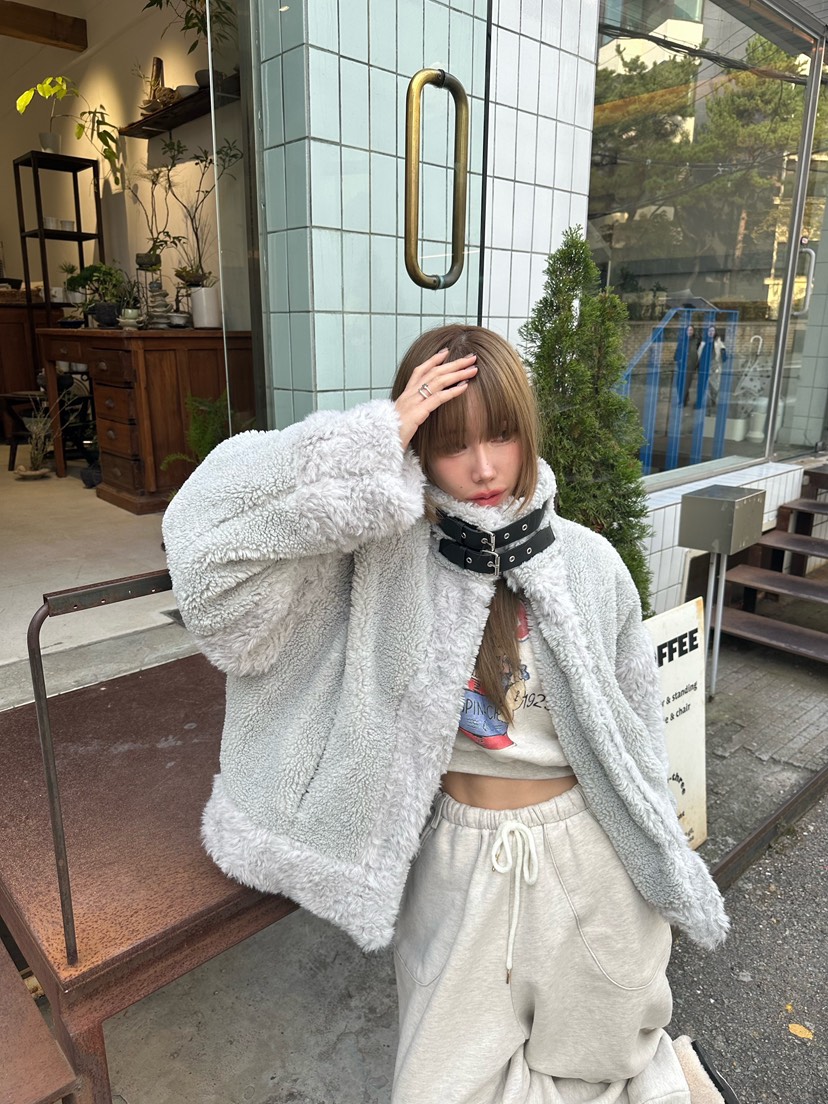 ZEROZERO東大門㊣直郵女裝新品職業休閑時尚推薦夾克毛皮混紡ZEROZERO夾克圖色1