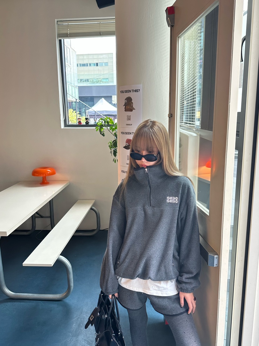 ZEROZERO東大門㊣代購女裝新款熱賣推薦職業25秋冬衛衣抓絨拉鏈ZEROZERO衛衣圖色3