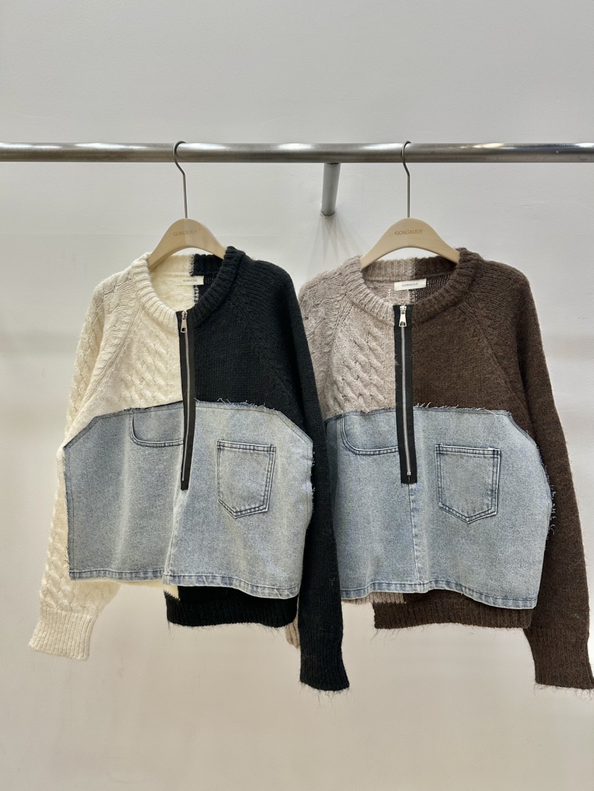 GORGEOUS韓國直郵㊣女裝新品推薦休閑真品人氣25秋冬針織衫拉鏈GORGEOUS針織衫