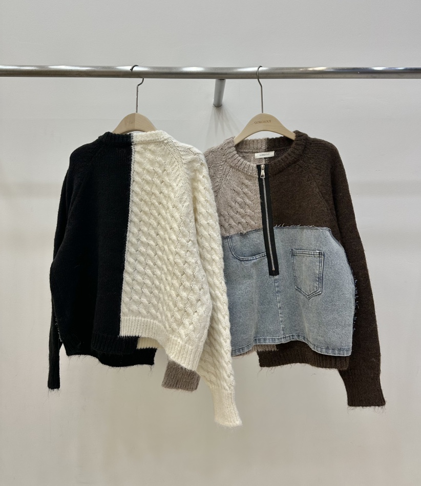 GORGEOUS韓國直郵㊣女裝新品推薦休閑真品人氣25秋冬針織衫拉鏈GORGEOUS針織衫