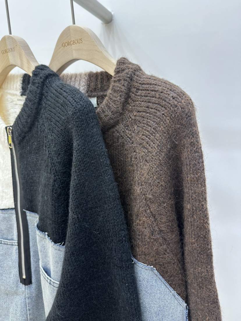 GORGEOUS韓國直郵㊣女裝新品推薦休閑真品人氣25秋冬針織衫拉鏈GORGEOUS針織衫