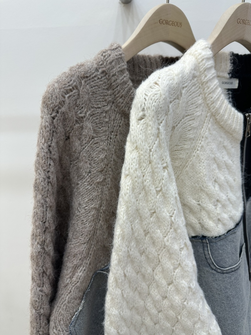 GORGEOUS韓國直郵㊣女裝新品推薦休閑真品人氣25秋冬針織衫拉鏈GORGEOUS針織衫