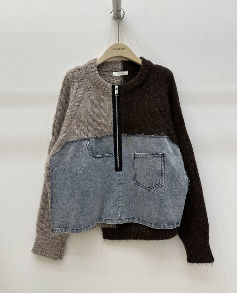 GORGEOUS韓國直郵㊣女裝新品推薦休閑真品人氣25秋冬針織衫拉鏈GORGEOUS針織衫圖色2