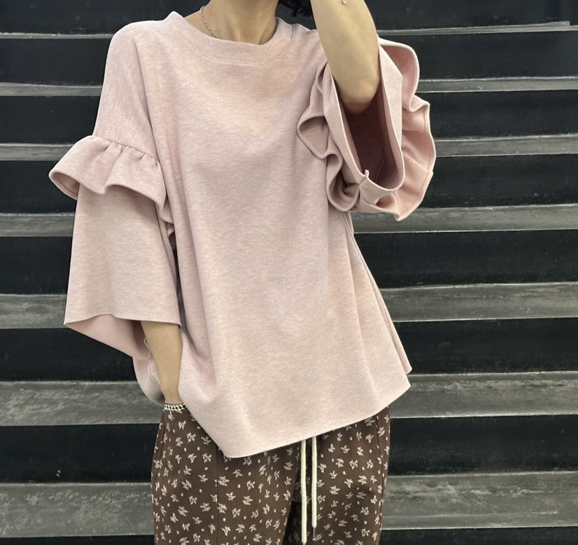 GORGEOUS韓國直郵㊣女裝新品職業休閑推薦時尚長袖T恤褶皺雙層GORGEOUS長袖T恤