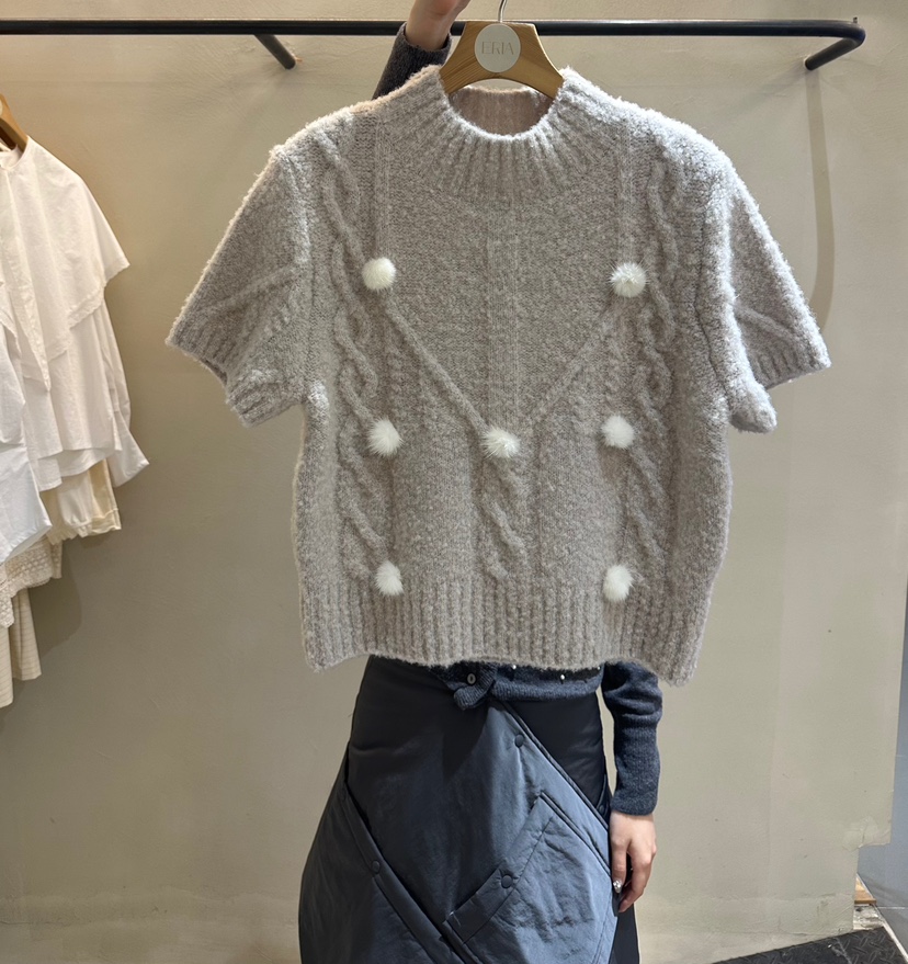 ERIA韓國直郵㊣女士新品推薦時尚休閑真品人氣熱賣針織衫貂皮ERIA/HUE針織衫圖色3