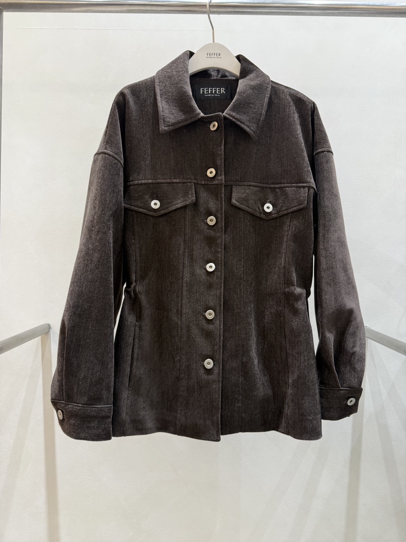 FEFFER韓國代購㊣女裝新品時尚人氣熱賣25秋冬推薦休閑夾克FEFFER夾克圖色1棕色