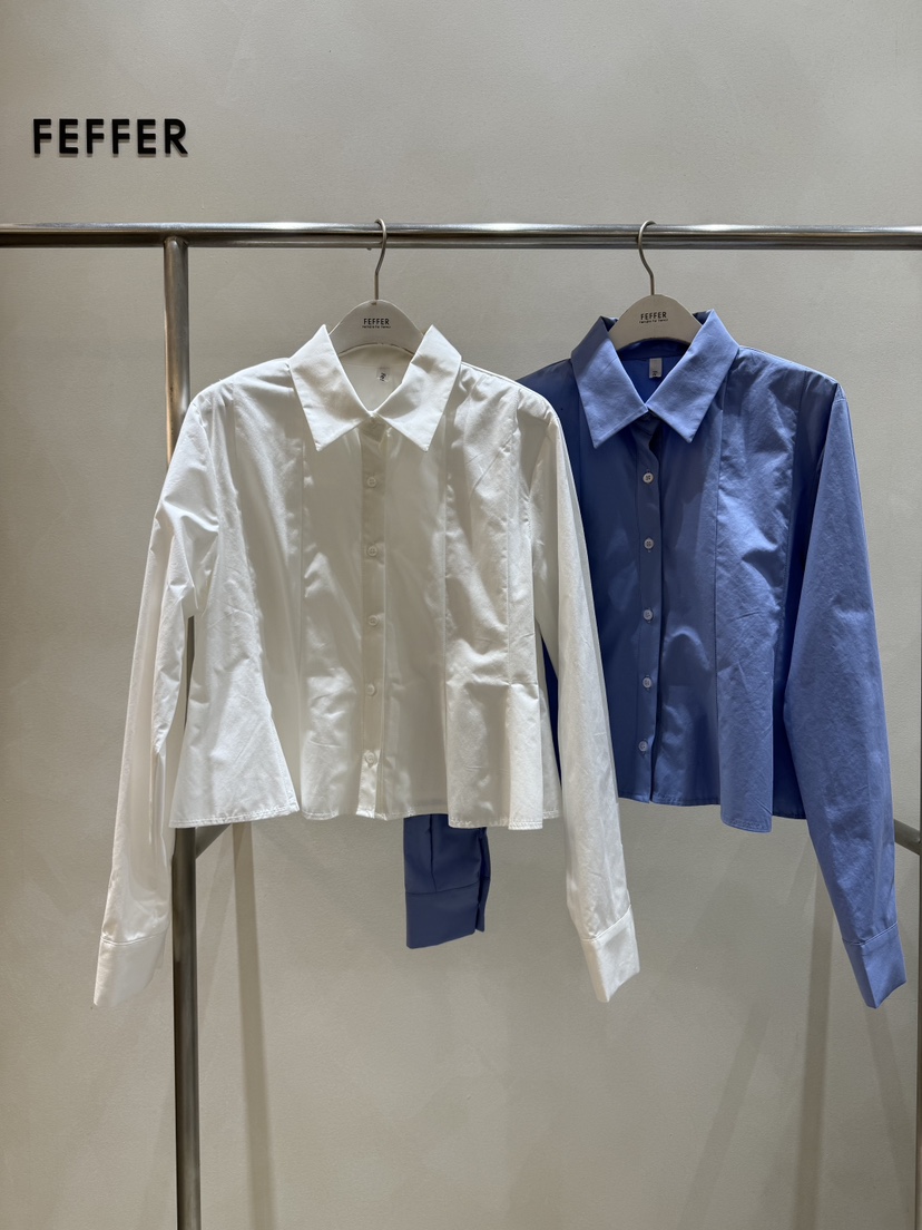 FEFFER韓國直郵㊣女裝新款25秋冬休閑職業真品熱賣襯衫蕾絲衫FEFFER襯衫/蕾絲衫