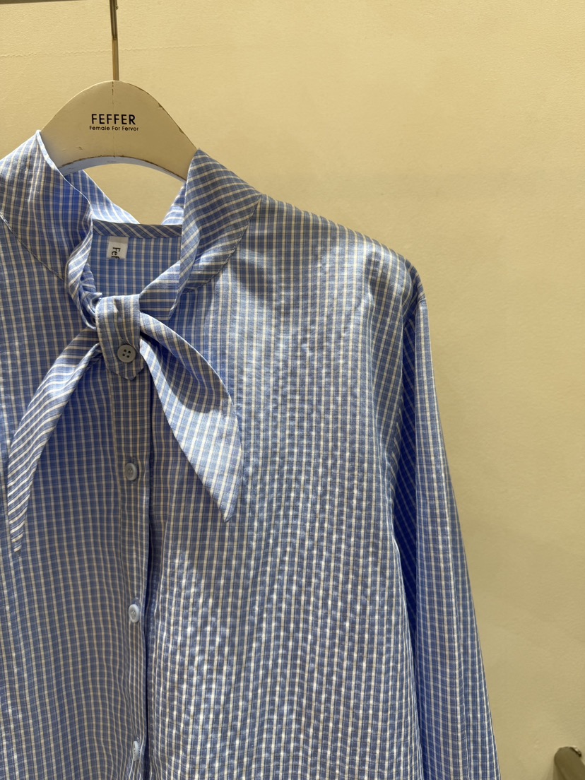 FEFFER韓國直郵㊣女裝新品休閑真品職業時尚25秋冬襯衫蕾絲衫FEFFER襯衫/蕾絲衫