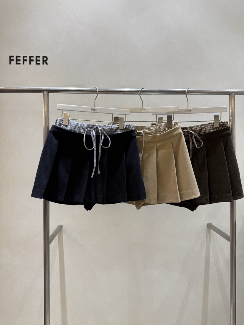 FEFFER韓國直郵㊣女裝新品休閑25秋冬時尚真品裙褲美利奴羊毛FEFFER裙褲