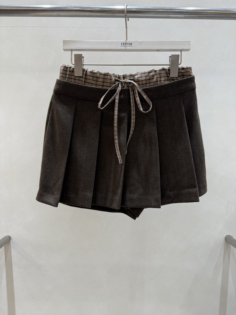 FEFFER韓國直郵㊣女裝新品休閑25秋冬時尚真品裙褲美利奴羊毛FEFFER裙褲圖色2