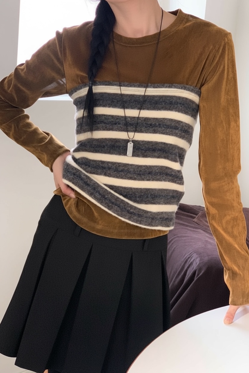 MORE THAN-P東大門㊣直郵女士新品25秋冬人氣休閑長袖T恤MORE THAN長袖T恤