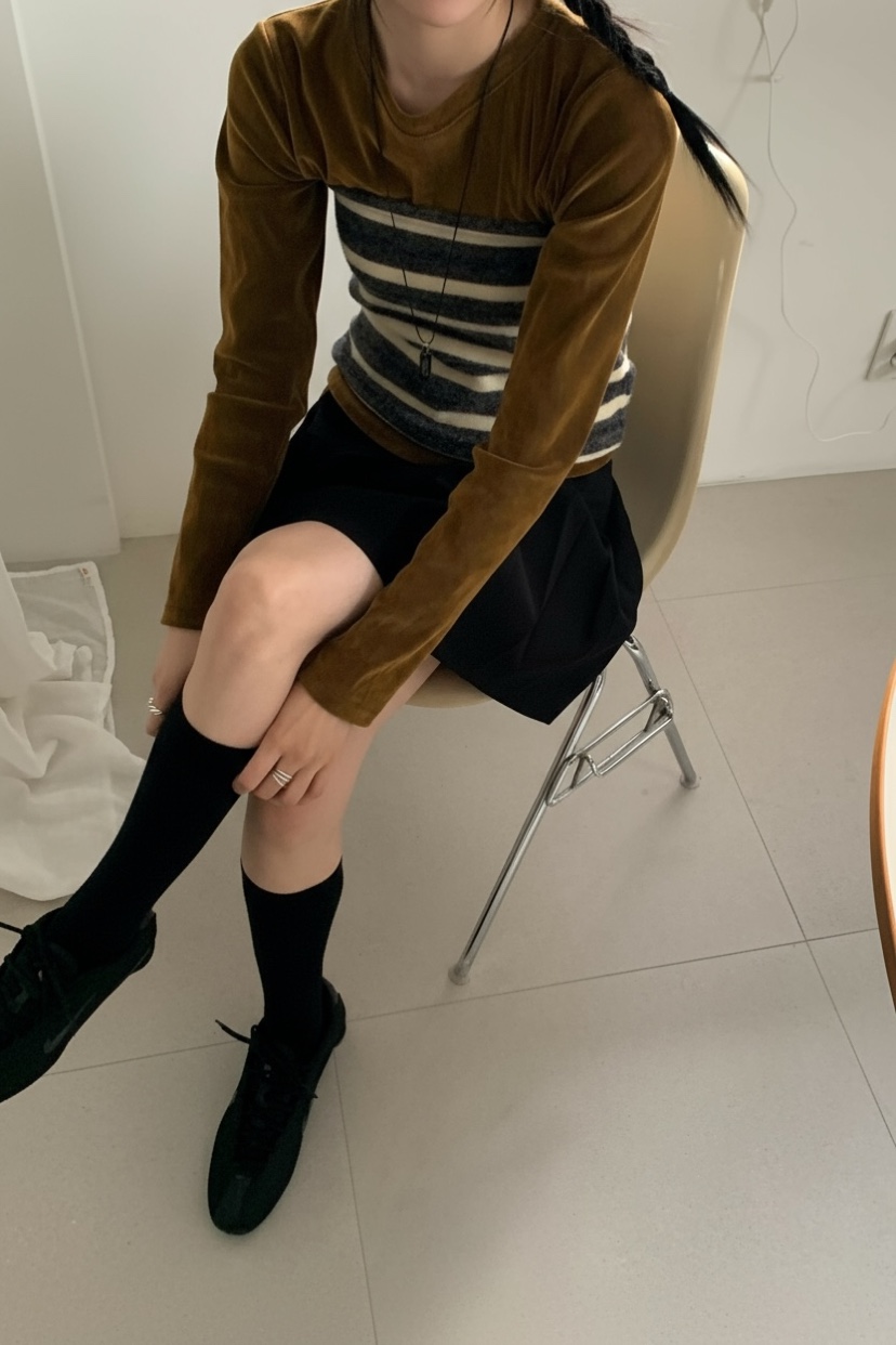 MORE THAN-P東大門㊣直郵女士新品25秋冬人氣休閑長袖T恤MORE THAN長袖T恤