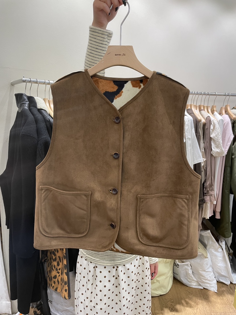 AUVERFIT韓國直郵㊣女裝新款人氣時尚真品休閑推薦馬甲里外穿AUVERFIT馬甲圖色3棕色