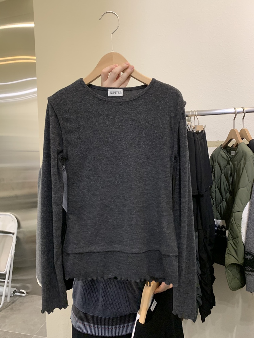 JUPITER韓國代購㊣女士新品休閑熱賣推薦職業人氣25秋冬長袖T恤JUPITER長袖T恤圖色3墨色