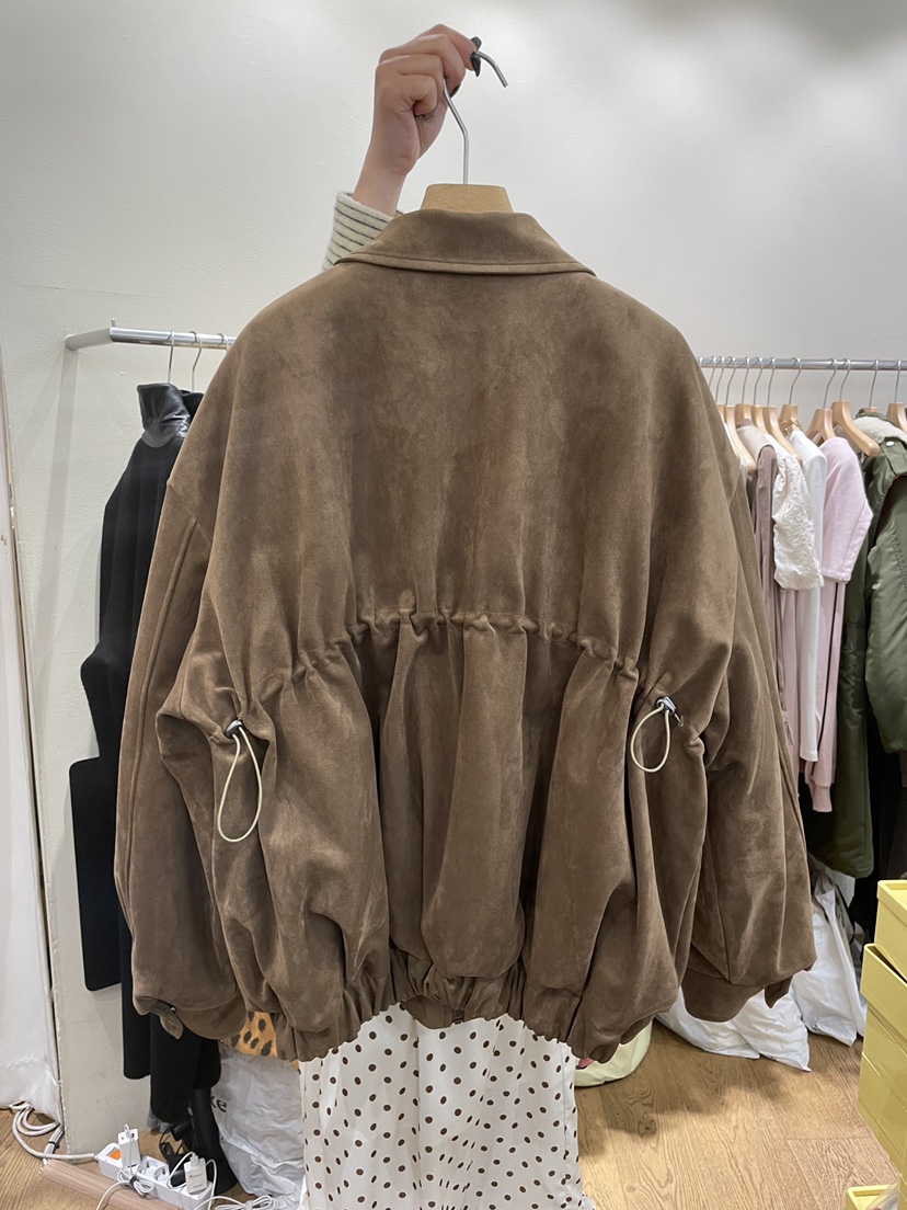 AUVERFIT東大門㊣代購女裝新款25秋冬時尚職業夾克系帶麂皮AUVERFIT夾克