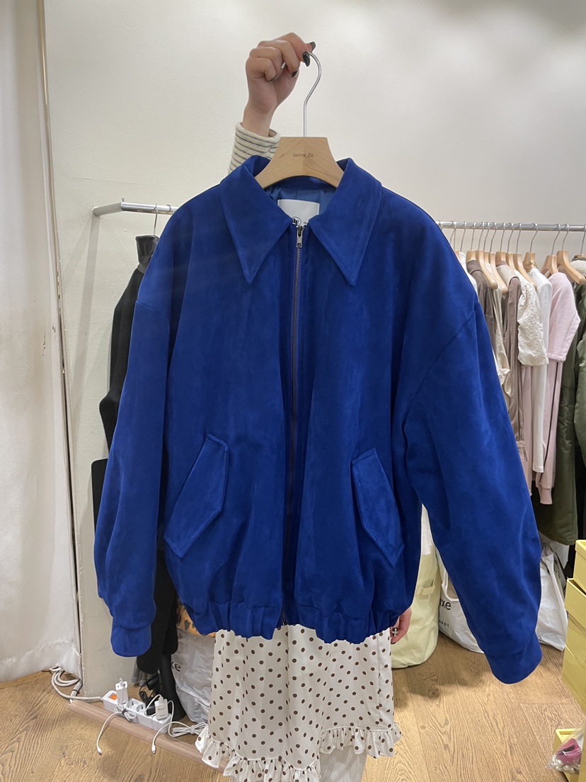 AUVERFIT東大門㊣代購女裝新款25秋冬時尚職業夾克系帶麂皮AUVERFIT夾克圖色2