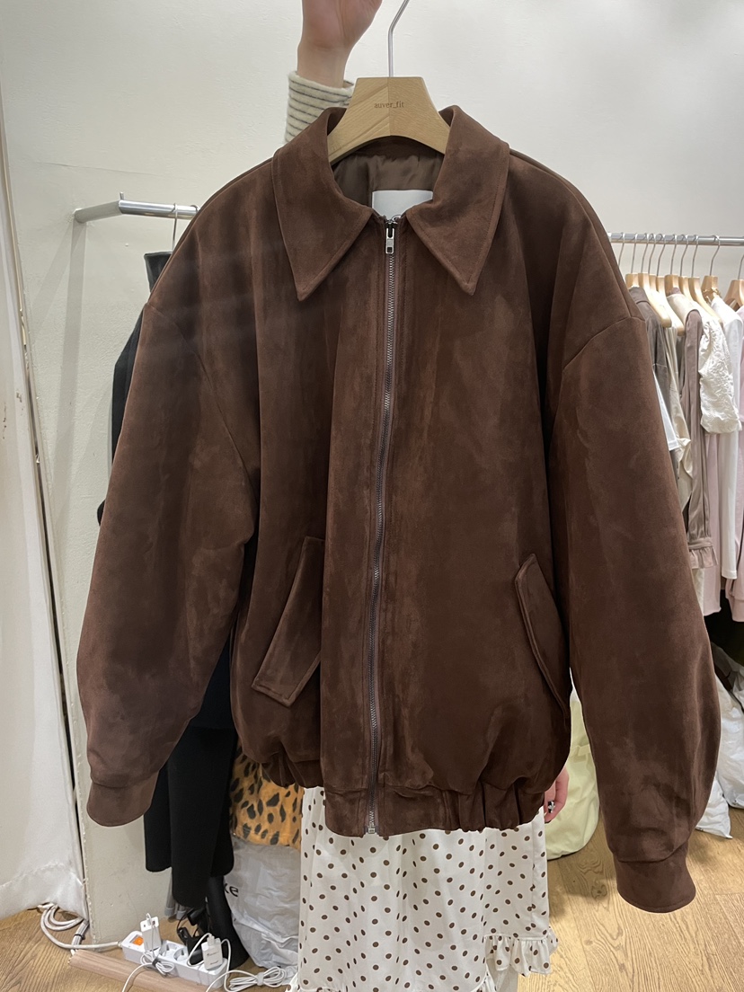 AUVERFIT東大門㊣代購女裝新款25秋冬時尚職業夾克系帶麂皮AUVERFIT夾克圖色3
