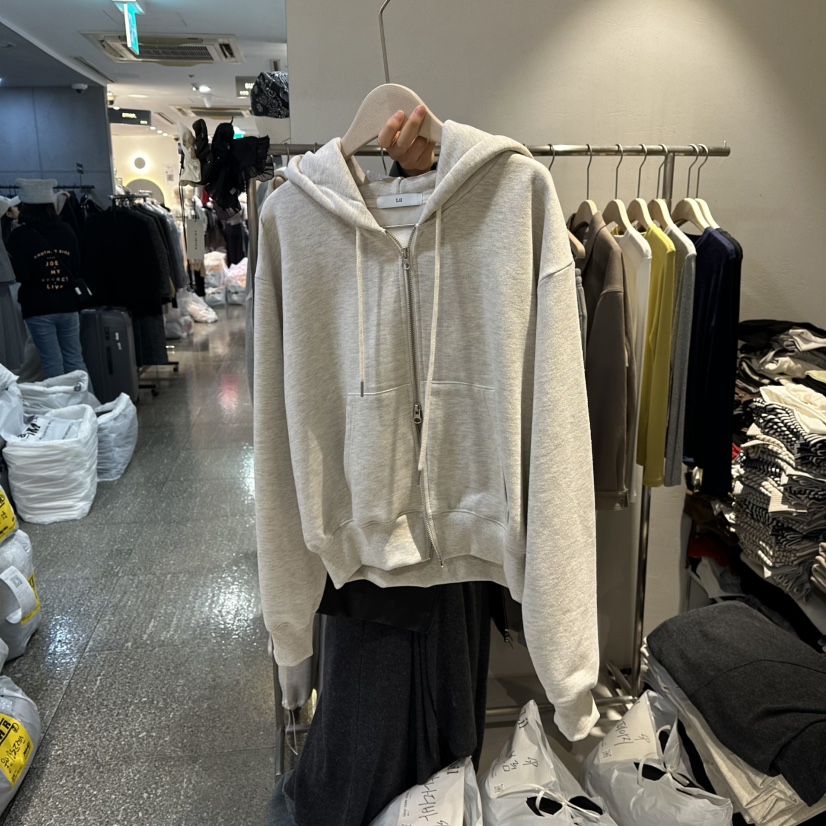 LIL韓國直郵㊣女裝新品推薦25秋冬職業真品衛衣拉鏈加絨連帽LIL衛衣圖色1