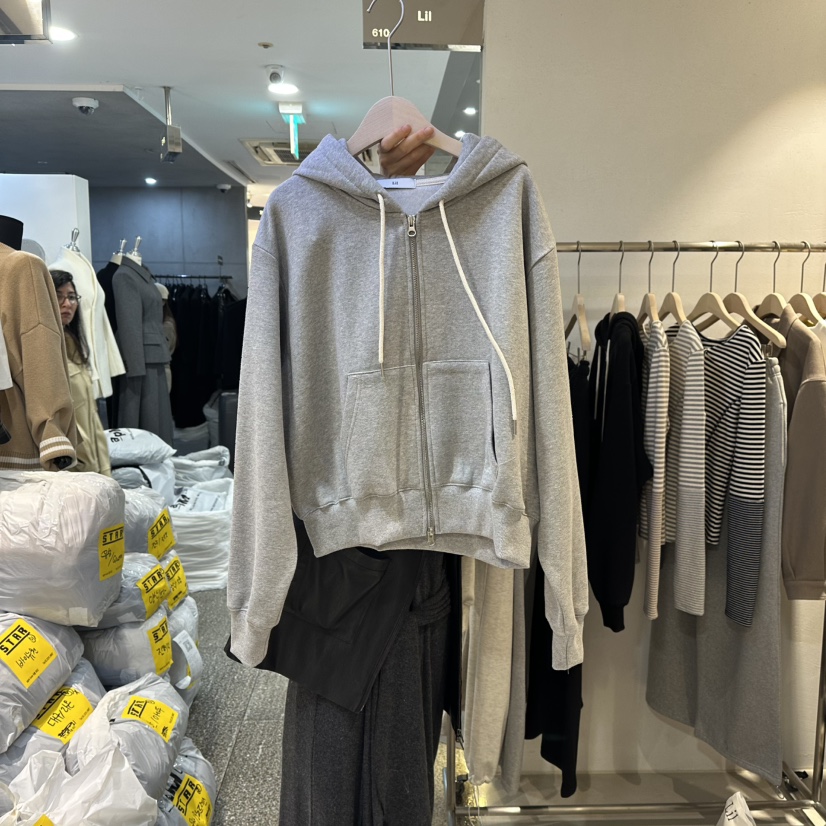 LIL韓國直郵㊣女裝新品推薦25秋冬職業真品衛衣拉鏈加絨連帽LIL衛衣圖色2