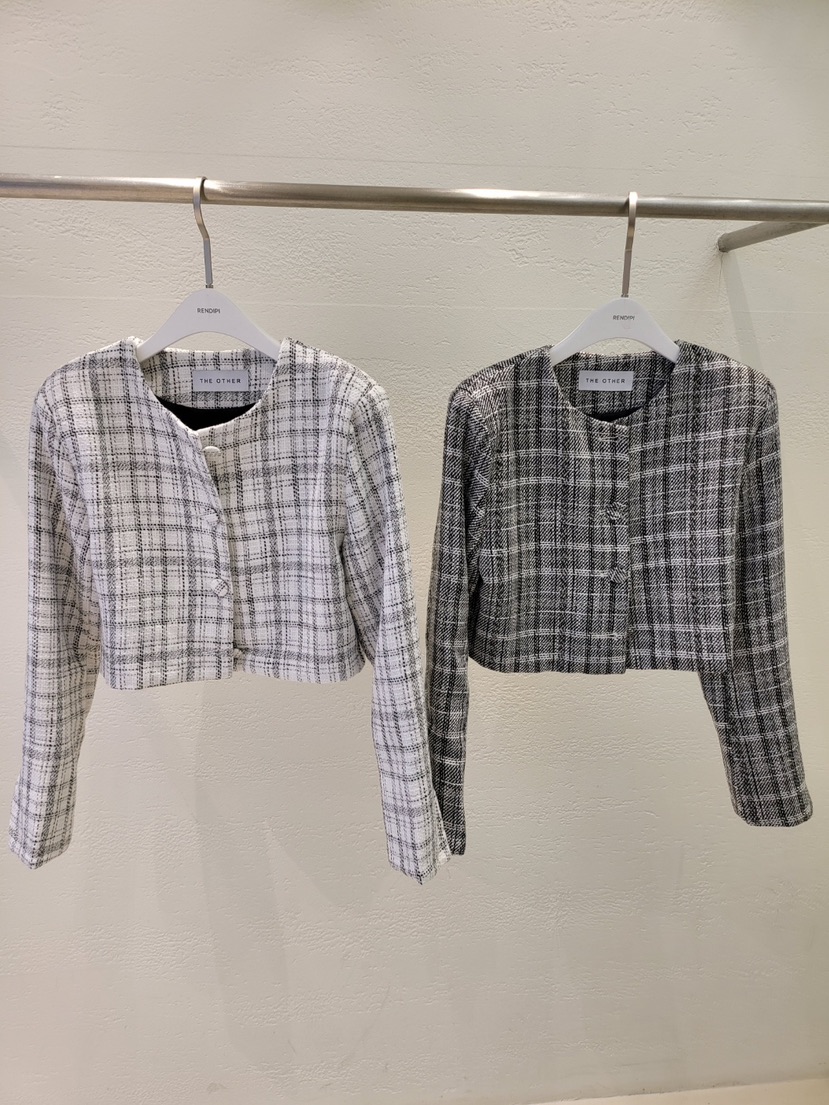THE OTHER東大門㊣直郵女士新款人氣真品推薦夾克格紋短款THE OTHER夾克