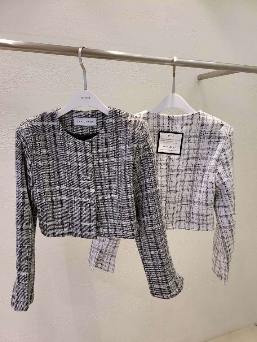 THE OTHER東大門㊣直郵女士新款人氣真品推薦夾克格紋短款THE OTHER夾克