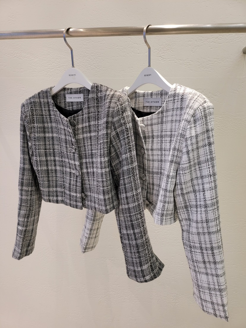 THE OTHER東大門㊣直郵女士新款人氣真品推薦夾克格紋短款THE OTHER夾克