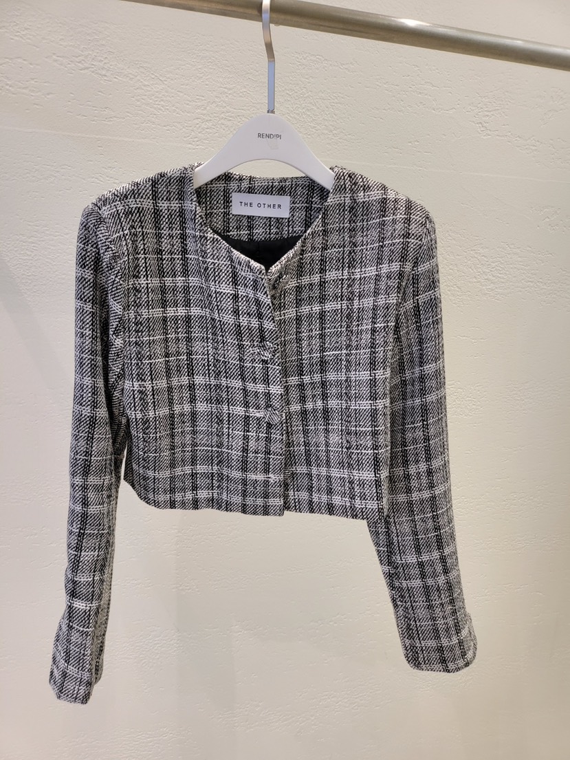 THE OTHER東大門㊣直郵女士新款人氣真品推薦夾克格紋短款THE OTHER夾克圖色2