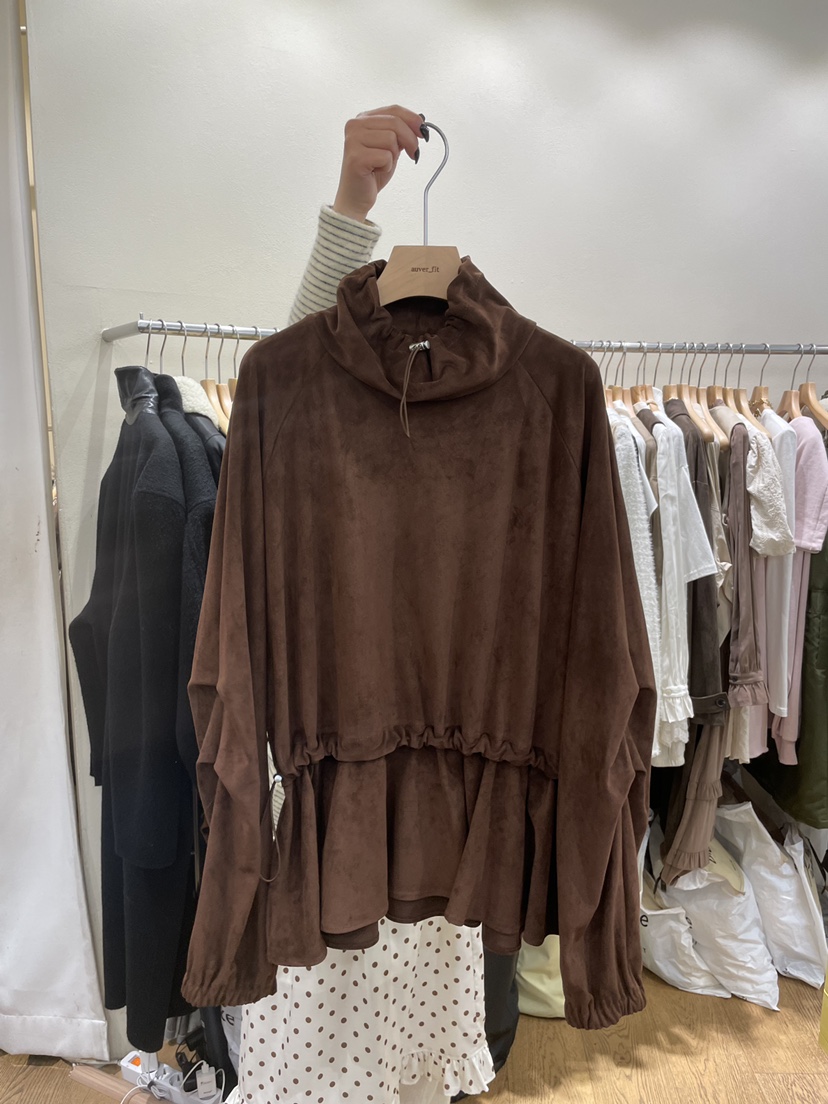 AUVERFIT東大門㊣實拍女裝新品休閑真品25秋冬衛衣絨面革連帽衫AUVERFIT衛衣圖色2