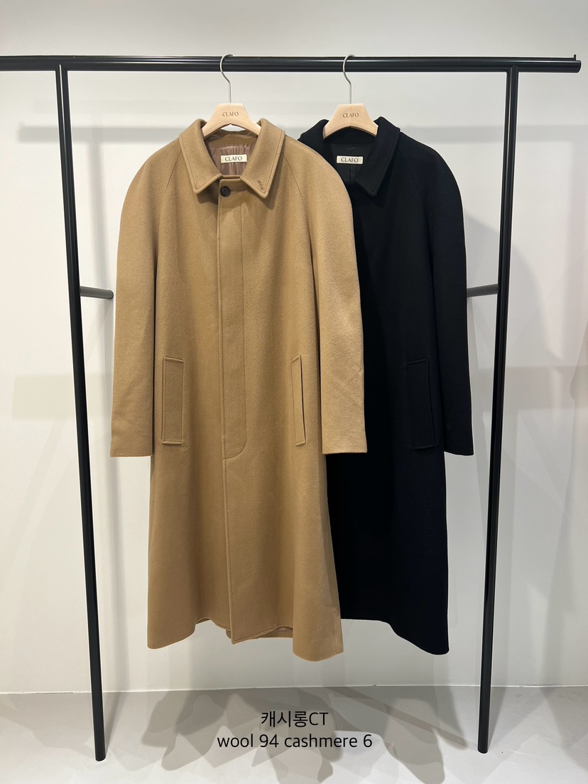 CLAFO韓國代購㊣女士新品推薦人氣熱賣職業休閑中長款大衣羊絨CLAFO中長款大衣