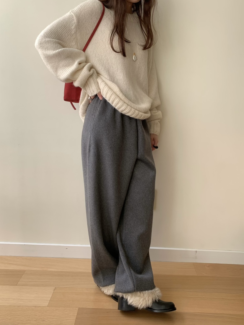 PEBBLE韓國代購㊣女士新品職業熱賣真品時尚休閑休閑褲羊毛PEBBLE/LAYER休閑褲