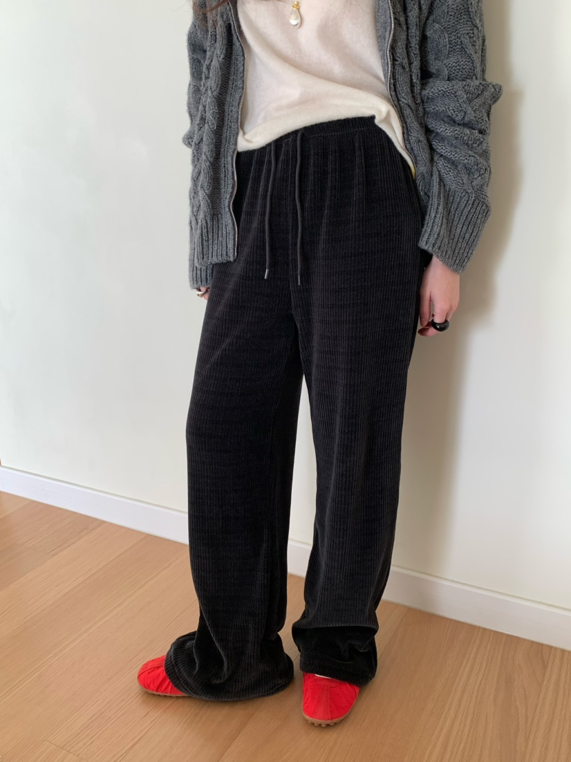 PEBBLE東大門㊣實拍女士新款推薦熱賣時尚職業休閑褲天鵝絨PEBBLE/LAYER休閑褲